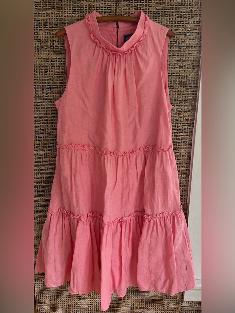 Vince Camuto Coral Pink Sleeveless Tiered Ruffle Dress